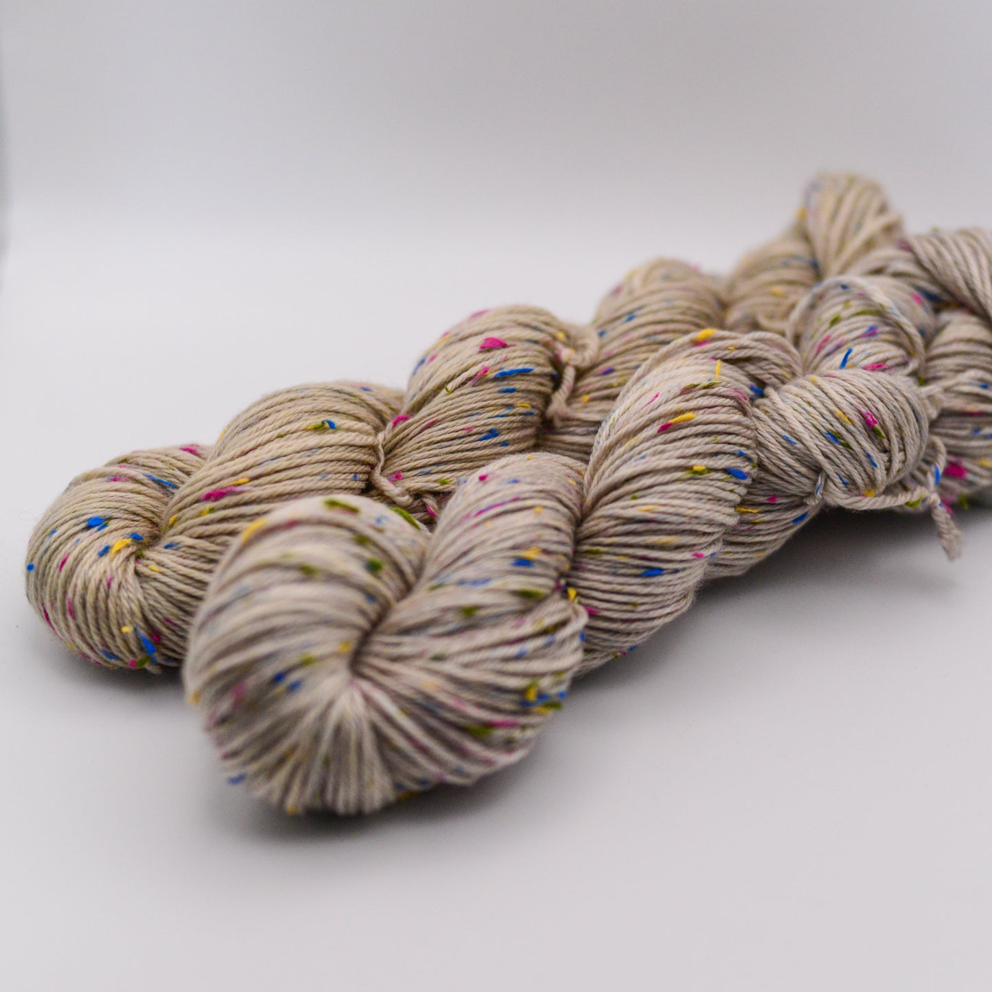BKD Popsicle DK, hand dyed confetti yarn with re-cycled yarn rests