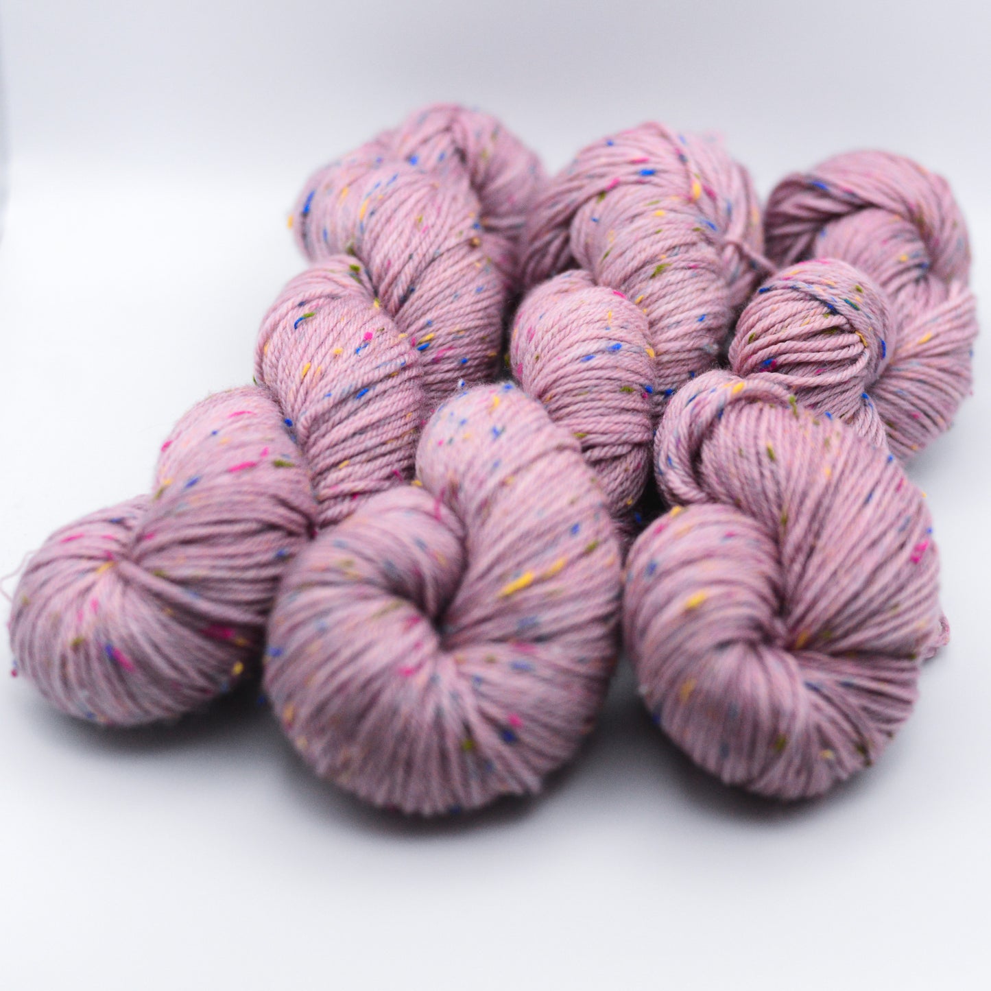BKD Popsicle DK, hand dyed confetti yarn with re-cycled yarn rests
