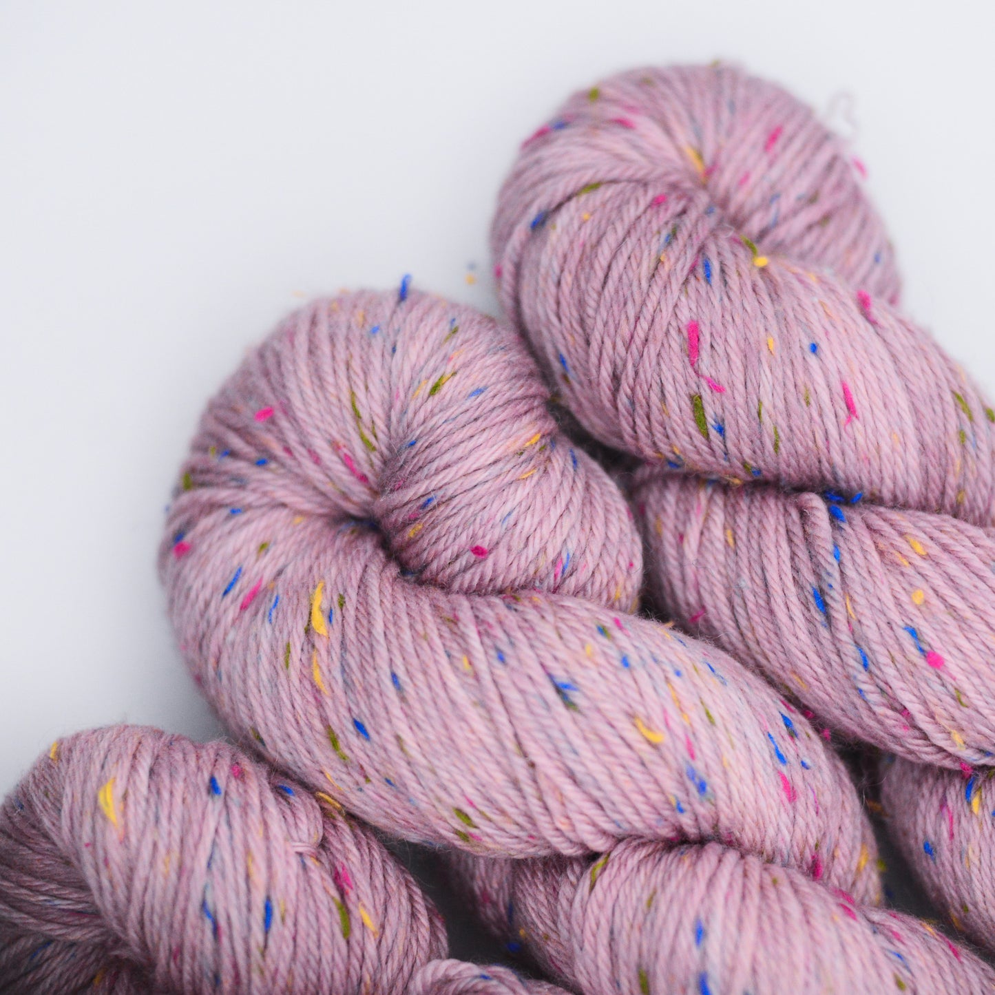 BKD Popsicle DK, hand dyed confetti yarn with re-cycled yarn rests