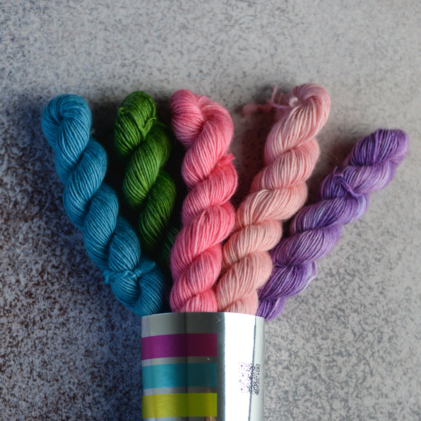 Mini Skeins of Yarn, small yarn, hand dyed yarn, BKD Single Merino Minis