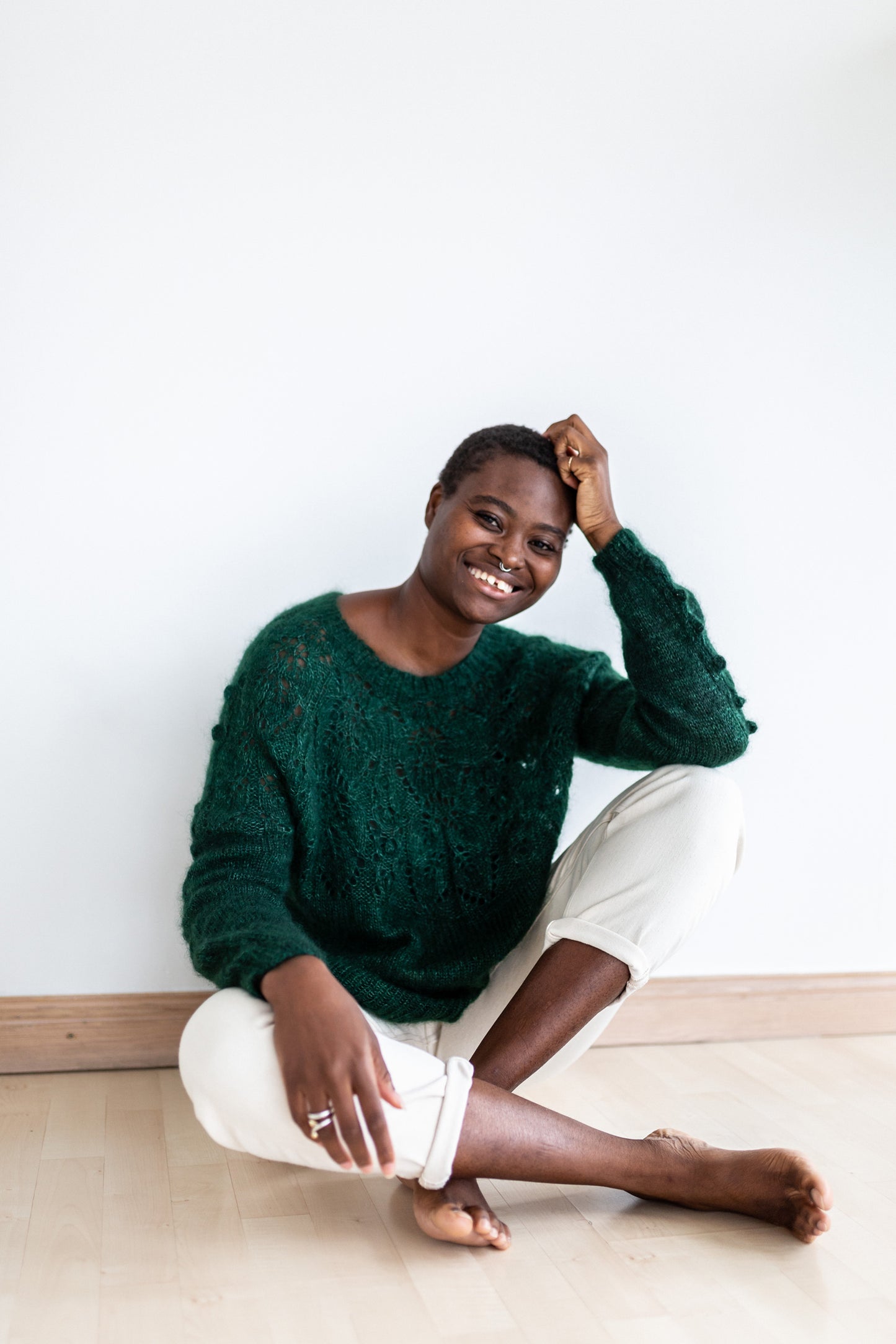Lace Yoke Sweater in Kid Mohair Silk "After the Rain" Knitting Pattern