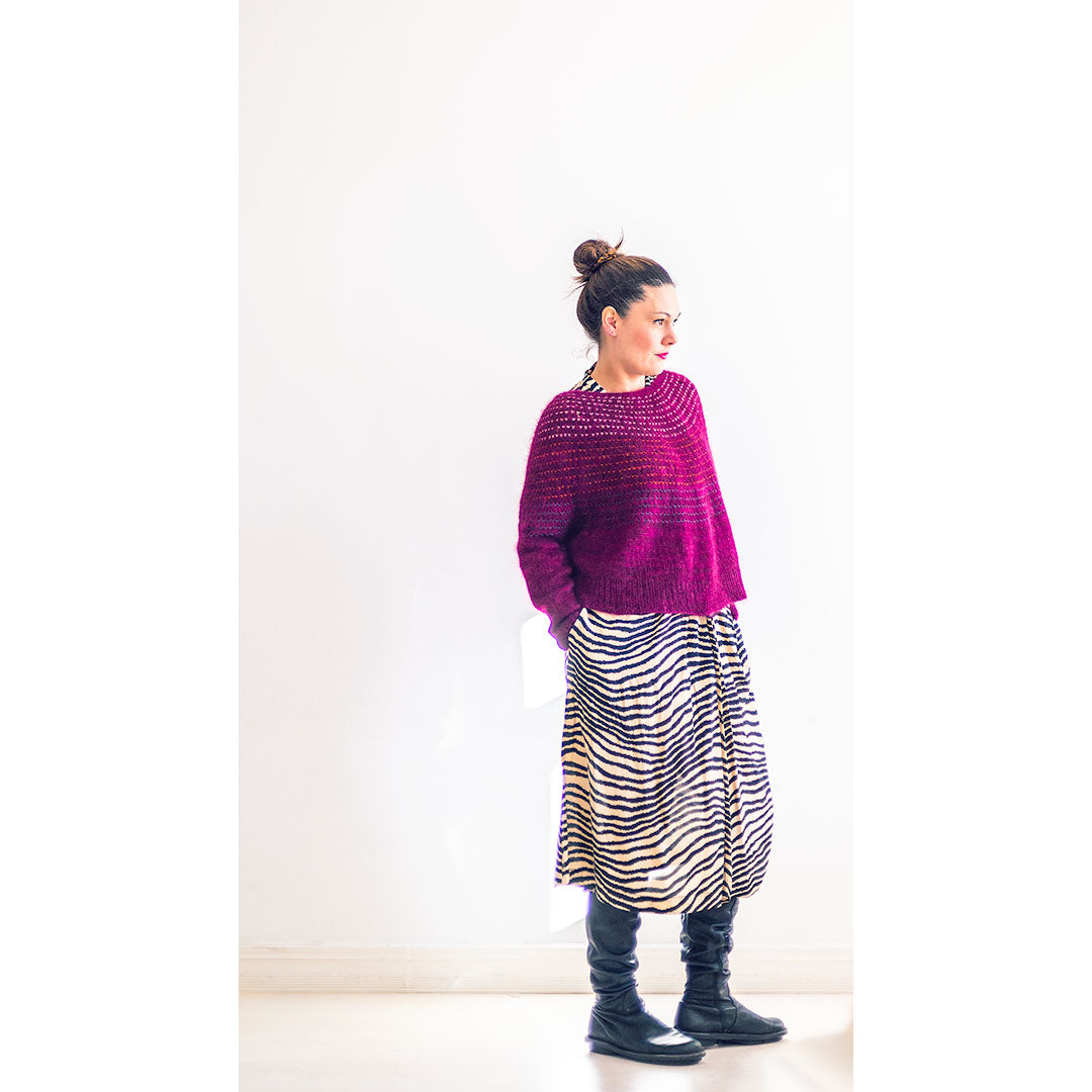 Yoke Sweater Knitting Pattern, Mohair Silk, Slipped Stitch, The Binary Code