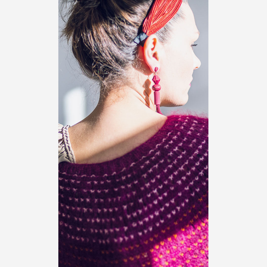 Yoke Sweater Knitting Pattern, Mohair Silk, Slipped Stitch, The Binary Code