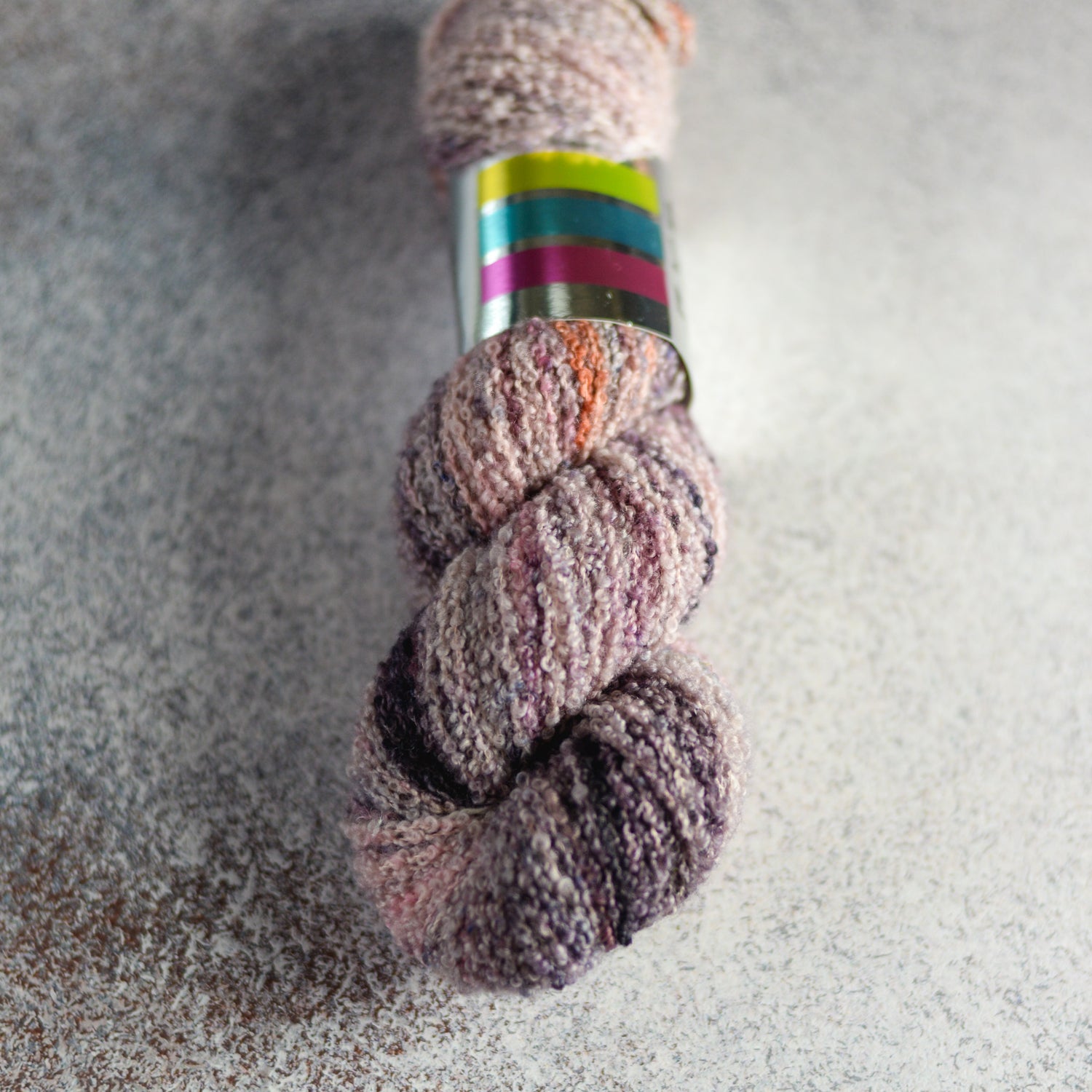 DK weight Boucle, hand dyed yarn