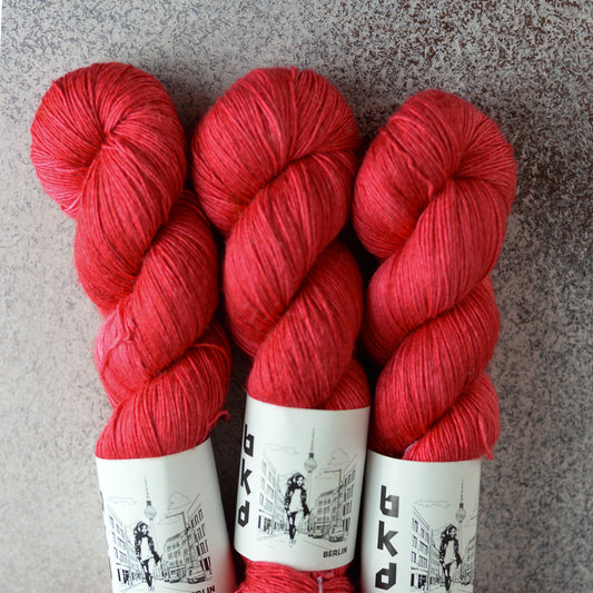 A perfect red, hand dyed yarn, BKD Yarn