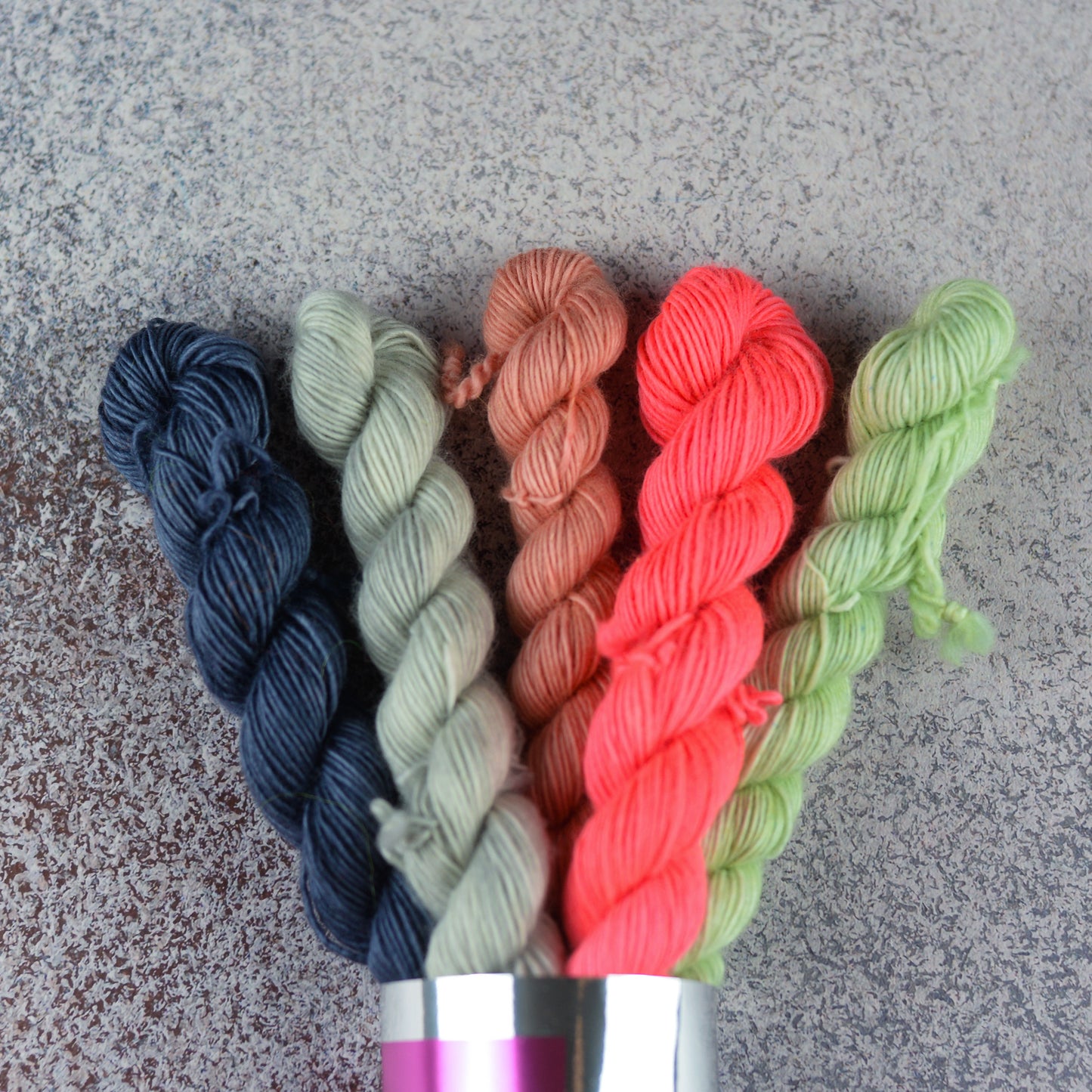 Mini Skeins of Yarn, small yarn, hand dyed yarn, BKD Single Merino Minis
